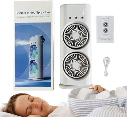 Double Head AC/DC Air Cooling Mist Fan with Remote - Image 2