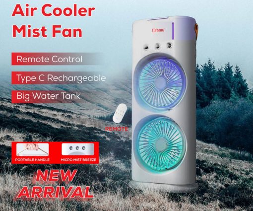 Double Head AC/DC Air Cooling Mist Fan with Remote